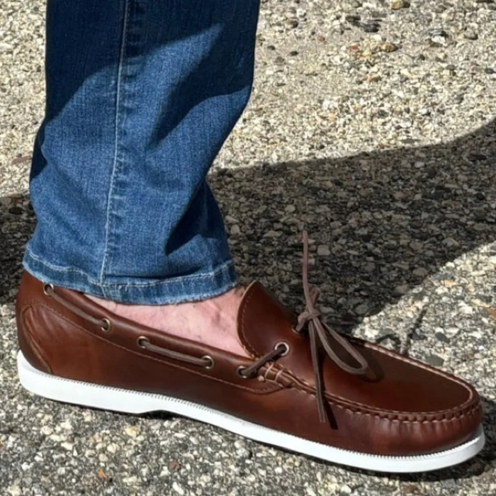 Quoddy Canoe Shoe Moc Boat Loafer Brown Leather Sz 10